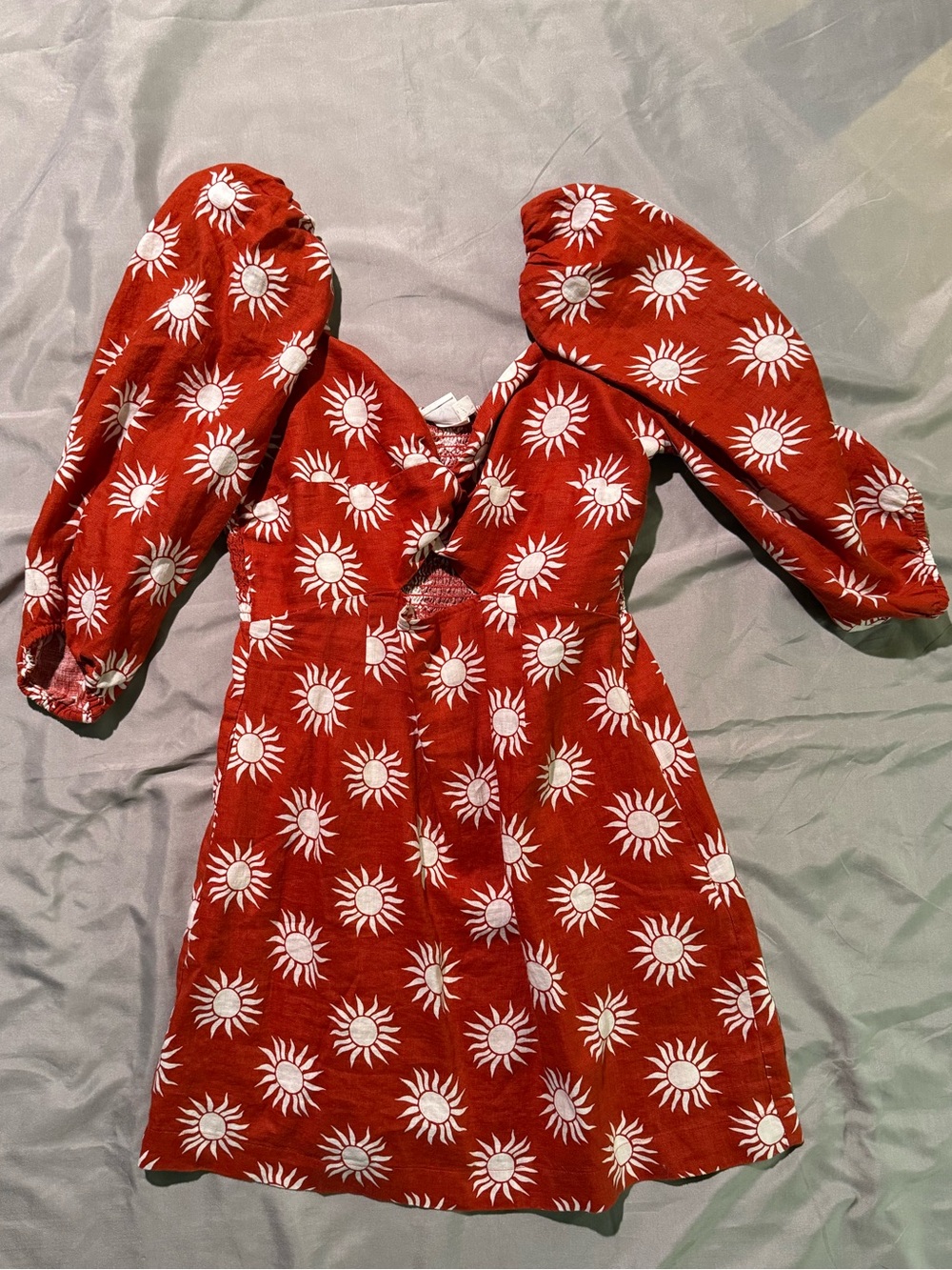 Red Sunburst Pattern Dress